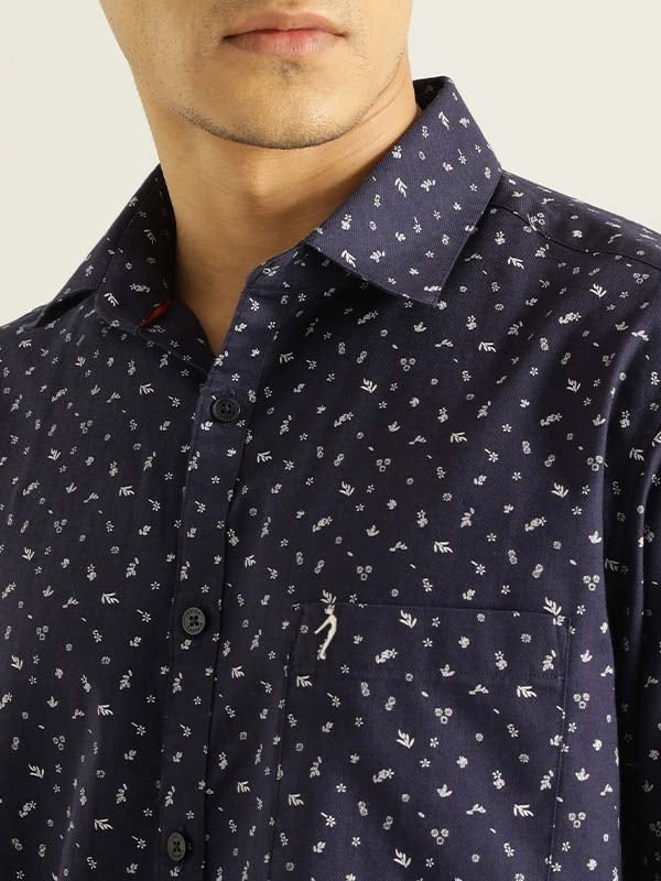 Indian Terrain Men All Over Print Dark Blue Shirt